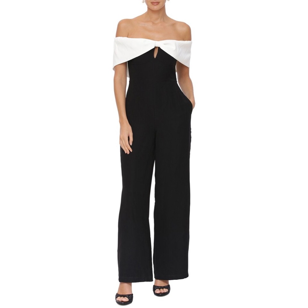 Avec Les Filles Womens Jumpsuit‎ black and white tuxedo 6
